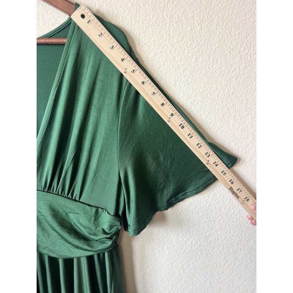 NWT Baltic born Green Midi Dress Deep V Neck Flutter Sleeve Flowy Skirt Plus 2X - Picture 14 of 15